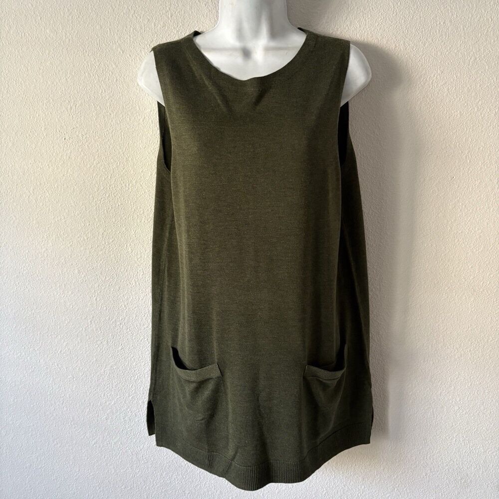 Banana Republic Knit Tunic Top Womens Size M Olive Green Sleeveless